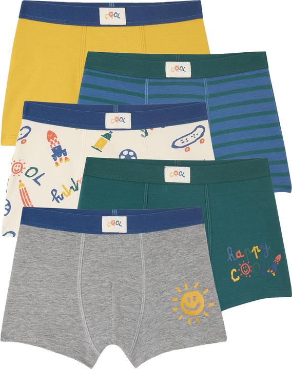 Immagine prodotto Vertbaudet Bio-Kollektion: 5er-Pack Jungen Stretch-Boxershorts COOL (98, Confezione da 5 pezzi)