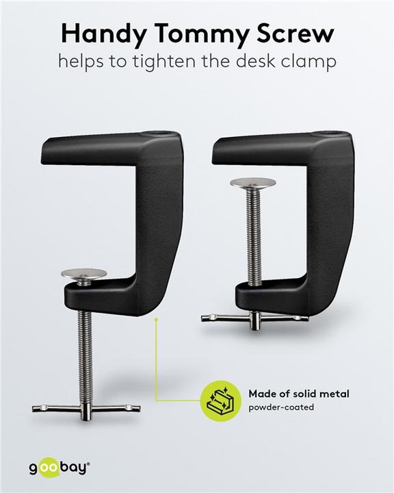 Image du produit Goobay Pince de table de rechange pour lampes loupes avec bras articulé, noir