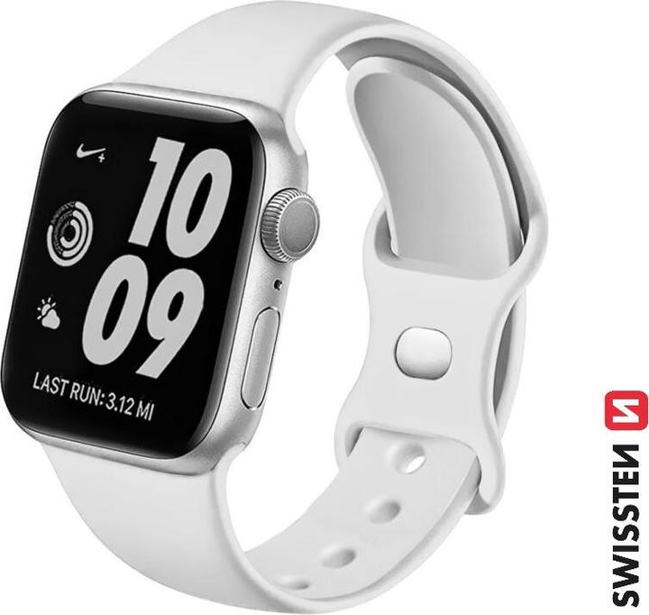 Produktbild Swissten Silicone band for apple watch 42-44 mm white (44 mm, 42 mm, Silikon, Apple Watch Series 1, Apple Watch Series 2, Apple Watch Series 3, Apple Watch Series 4, Apple Watch Series 5, Apple Watch Series 6, Apple Watch SE)