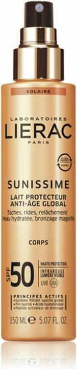 Actual product image Lierac sunissime antiedad spf50 150ml (Suntan lotion, SPF 50, 150 ml)