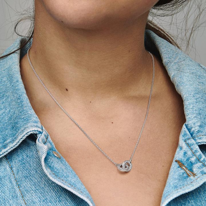 Actual product image Pandora Signature Intertwined Pavé Pendant Necklace (Sterling silver 925, 45 cm)