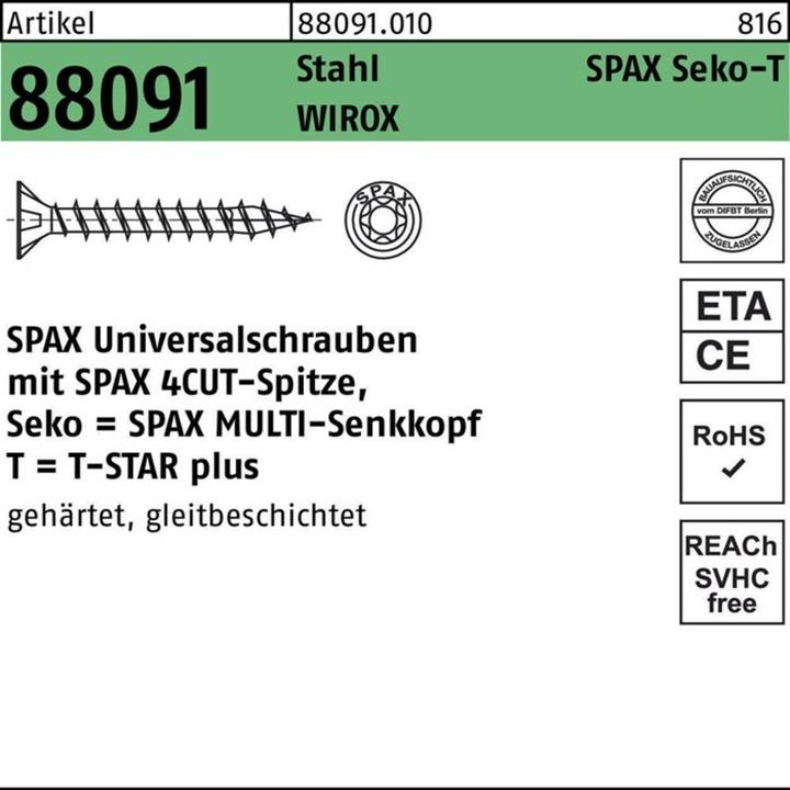 Energie-Label Spax Spanplattenschrauben SK T20 4,0x20 mm (1000 Schrauben pro Stück)