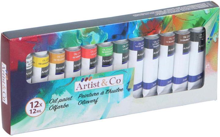 Actual product image Artist&Co Oil painting, 12pcs. (Multicoloured, 12 ml)