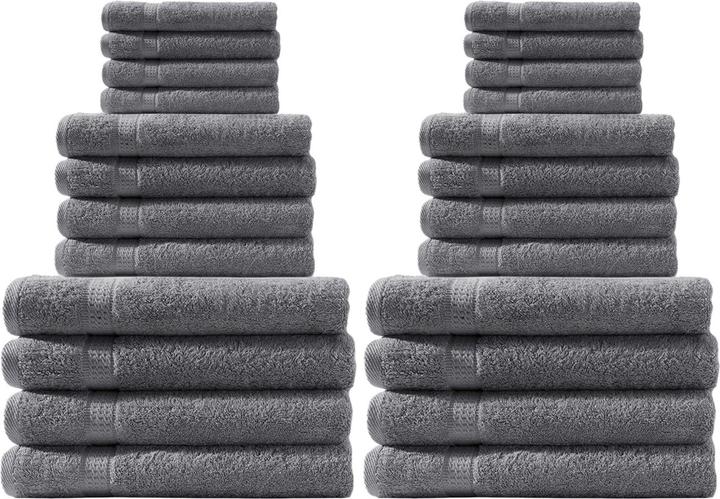 Actual product image Casativo Towel set 24 pieces, 8 guest, hand and shower towels each (100 x 50 cm, 140 x 70 cm, 50 x 30 cm)