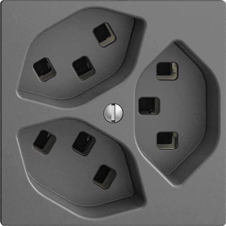 Actual product image Feller Socket 3xT23 16A dark grey