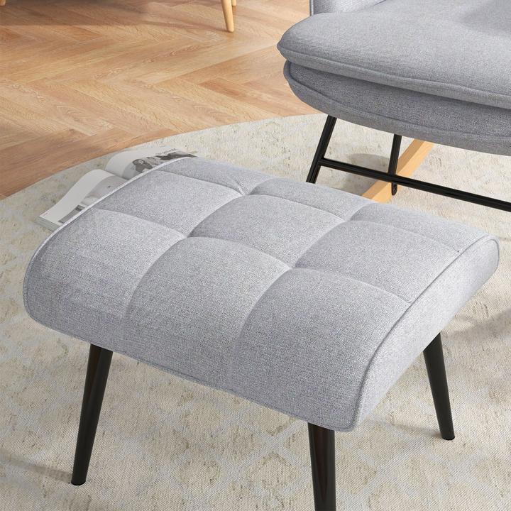 Produktbild Homcom Schaukelstuhl mit Hocker und hoher Rückenlehne