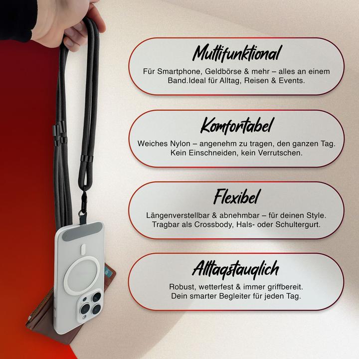 Actual product image Nalia HoldMe Lanyard Handykette - Universal Trageband für Smartphones - Verstellbar, Soft & Elastisch