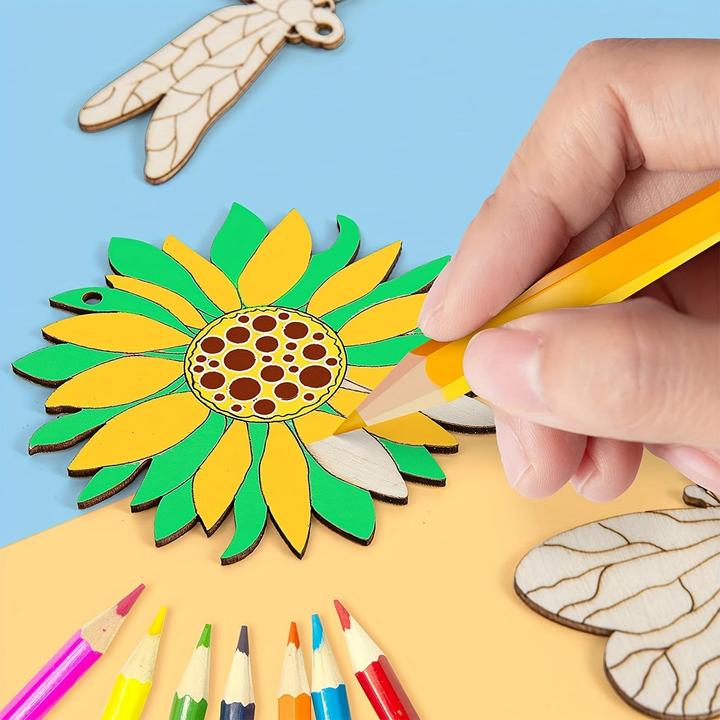 Actual product image Activity Board 32pcs wooden cut-outs butterfly wooden discs, craft kits, wooden cut-outs