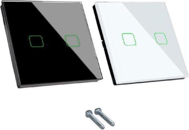 Actual product image Maclean Smart WiFi 2-fold touch light switch compatible with Tuya APP Wall switch Glass switch with