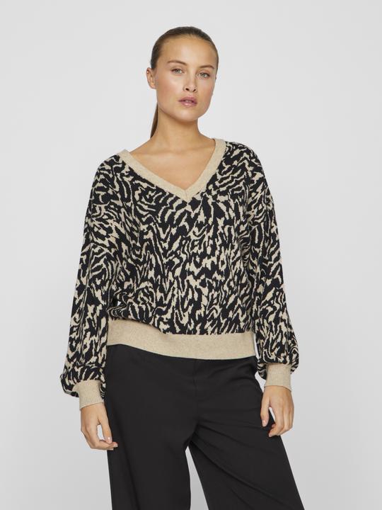 Actual product image Vila V-neck jacquard knitted jumper (L)