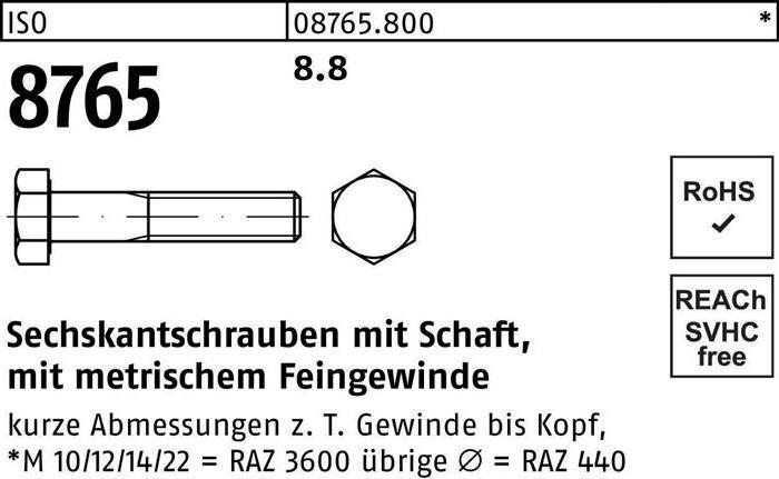 Produktbild Sechskantschraube ISO 8765 m.Schaft M 18 x1,5 x 75 8.8 (25 Schrauben pro Stück)