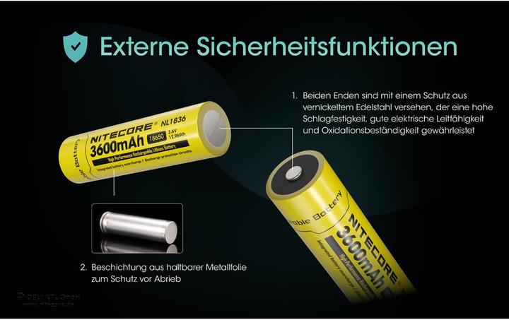Actual product image Nitecore Li-Ion battery type 18650 - 3600mAh - NL1836