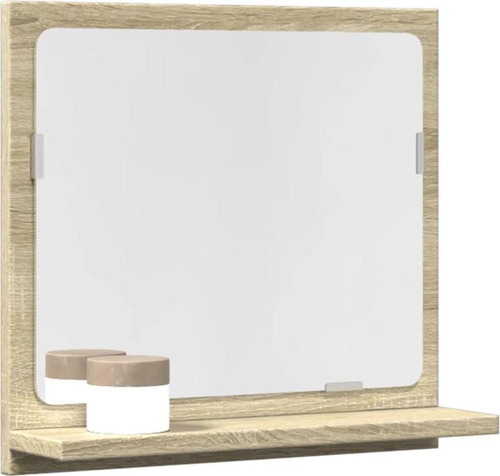 Produktbild VidaXL Badspiegel Wandspiegel Badezimmerspiegel Spiegel mit Ablage Sonoma-Eiche (40 x 37 cm)