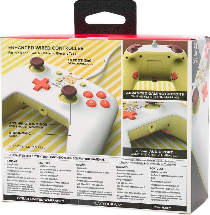 Image du produit PowerA Manette filaire améliorée pour Nintendo Switch - Type électrique Pikachu (Switch)