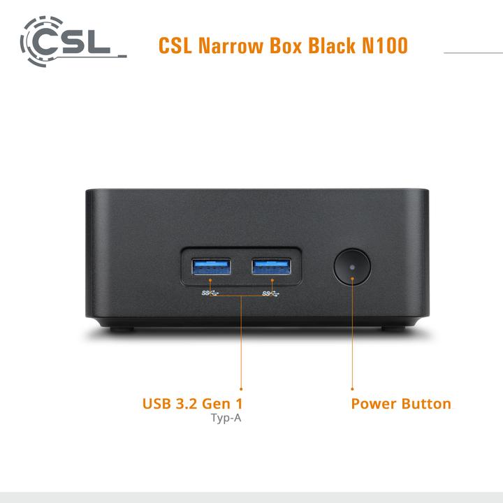 Actual product image CSL Mini-PC Narrow Box Black / 16GB / 1000 GB M.2 SSD / Win 11 Home (Intel N100, 16 GB, 1000 GB, Intel UHD Graphics)