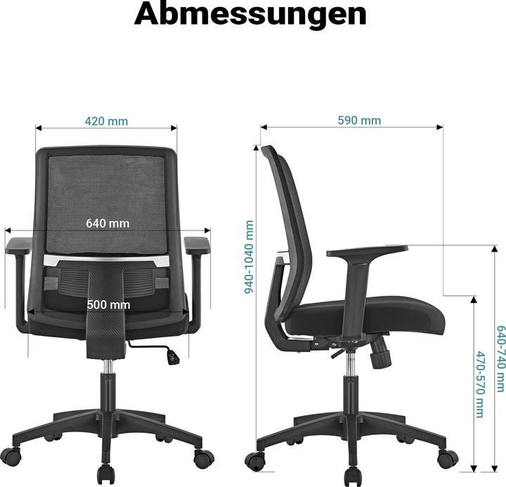 Immagine prodotto Wiltec Sedia ergonomica da ufficio con supporto lombare 120kg sedia da scrivania