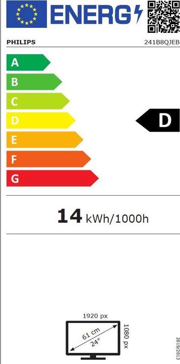 Energie-Label Philips 241B8QJEB/00 (1920 x 1080 Pixel, 24")