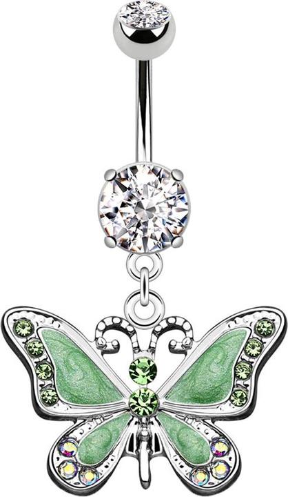 Immagine prodotto Star Piercing Banana in argento con ciondolo farfalla verde (Acciaio chirurgico 316L)
