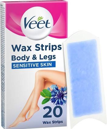 Actual product image Veet Cold wax strips sensitive skin Pure for legs & body (446.50 ml, 20 x, 76 g)