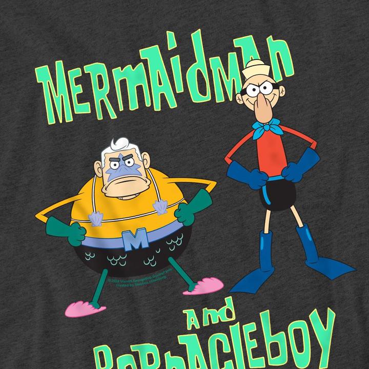 Immagine prodotto Spongebob Squarepants Maglietta L'Uomo Sirena e il Ragazzo Barnacle Adulto Unisex (XL)
