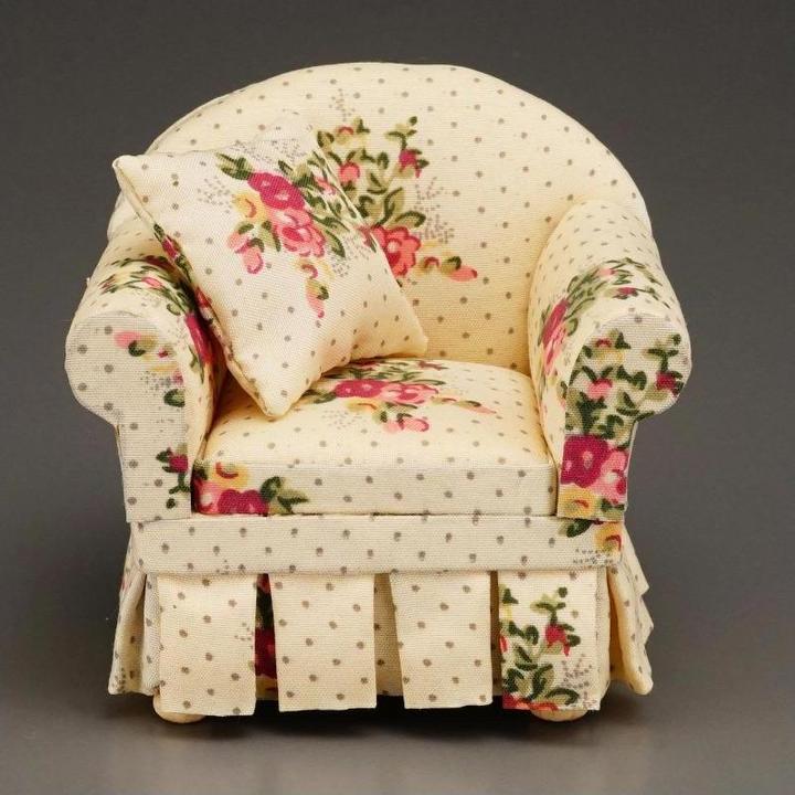 Actual product image Reutter 001.743/4 - Armchair with Rose Decor, miniature