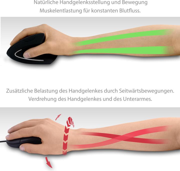 Produktbild CSL Vertikale USB Maus wireless, Funkmaus, optische vertikale Mouse, Vorbeugung gegen Mausarm/Tennisarm (Kabellos)