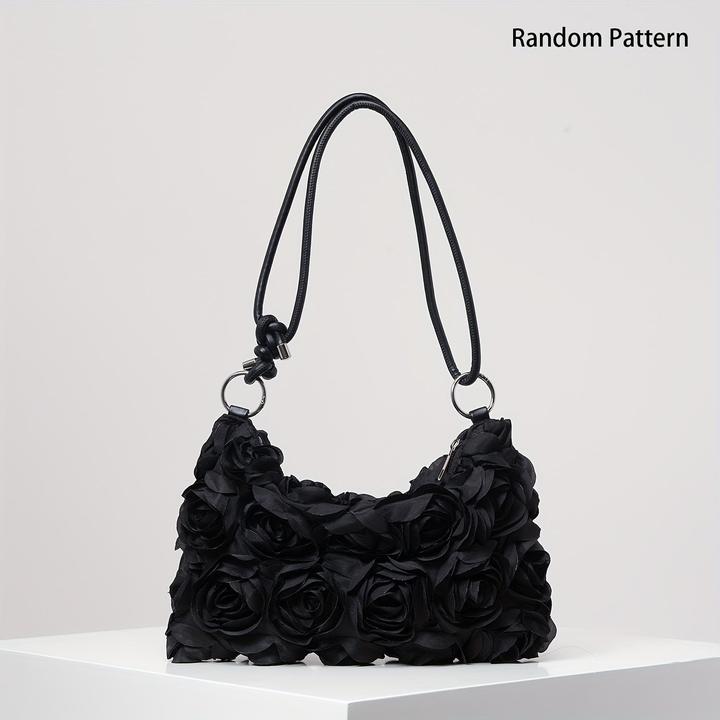 Only-Bags.Store Elegante Rose Floral Umhängetasche - verstellbarer Riemen, Reissverschluss, Polyester, perfekt für