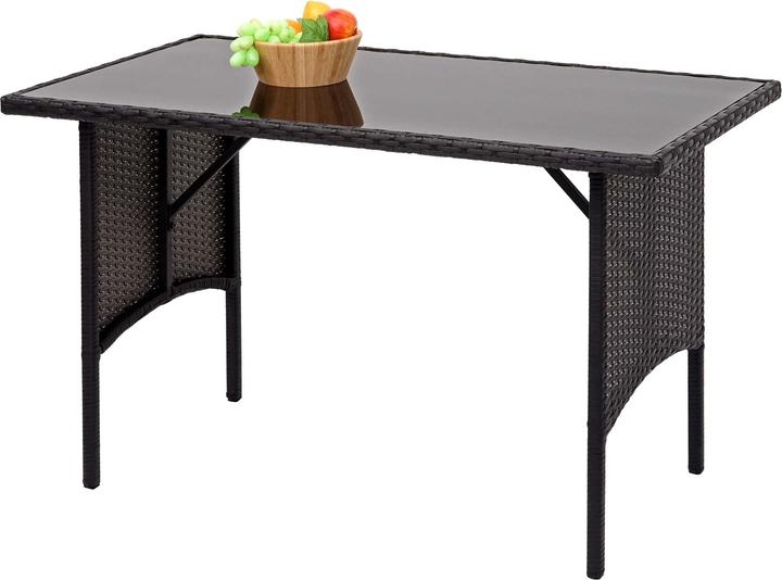 Image du produit Swisshandel24 Poly-Rattan Table de salle à manger, Table de jardin, Gastronomie 112x60cm noir (112 cm)