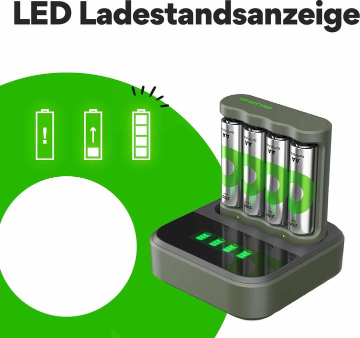 Image du produit GP Batteries Rechargeur de batterie (1 pcs, AA, 2100 mAh, Piles rechargeables + chargeur)