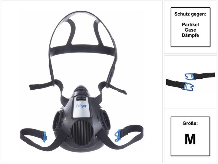 Dräger X-plore 3500 M Demi-masque respiratoire pour filtre à baïonnette de taille M - sans Filtre (Pas de classe de protection officielle, 1 x)