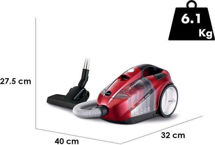 Immagine prodotto Ariete 2791 Jet Force, Aspirapolvere senza sacco, 800 W, Filtro Hepa, Capacità 2,5 L, Motore ciclonico, Ruo