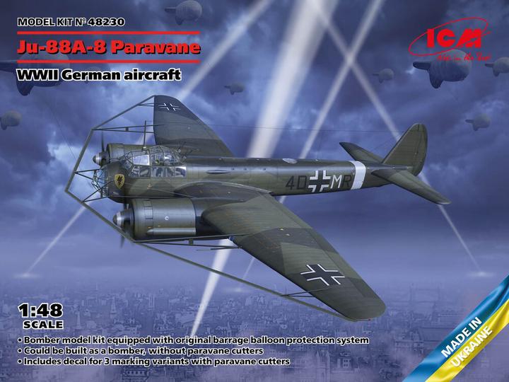 Actual product image ICM Ju-88A-8 Paravane, WWII German aircraft