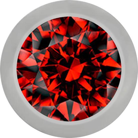 Star Piercing Kugel silber mit Kristall rot (ohne Messing, Titan G23)