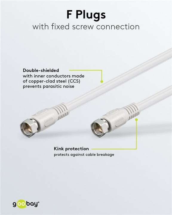 Image du produit Goobay Câble d'antenne SAT 80 dB, 2x blindé (80 dB, Câble d'antenne)