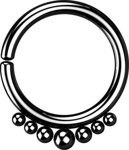 Star Piercing Micro Piercing Ring schwarz sieben Kugeln (Chirurgenstahl 316L, ohne Messing)