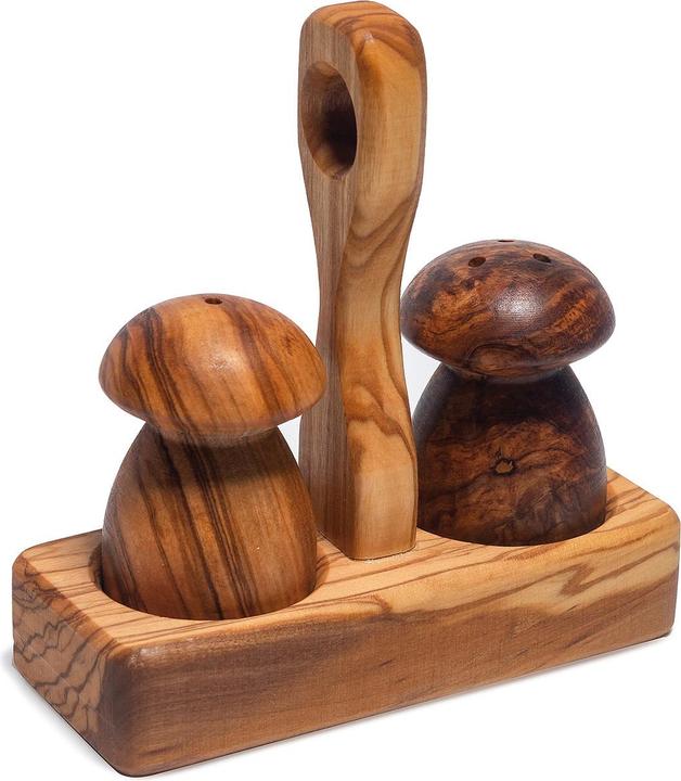 Produktbild Natura Punto Salz- und Pfeffer-Streuer, Pilzform, 13 x 10 cm, Olivenholz (Pfeffer, Salz)