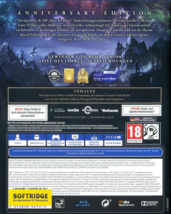 Actual product image Bethesda The Elder Scrolls 5: Skyrim Anniversary Edition (Free upgrade to PS5) (PS4, DE)
