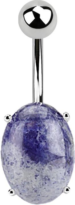Produktbild Star Piercing Banane silber mit Ovalem Sodalith Stein (Mineralisch, ohne Messing, Chirurgenstahl 316L)