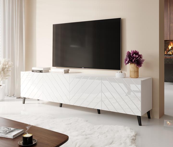 Produktbild Cama RTV-Schrank ABETO 200x42x52 weiss/weiss-glänzend (200 x 42 x 52 cm)