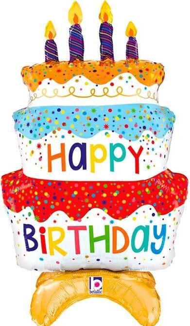 Actual product image Betallic Air Balloon Birthday Cake Colourful 9 cm