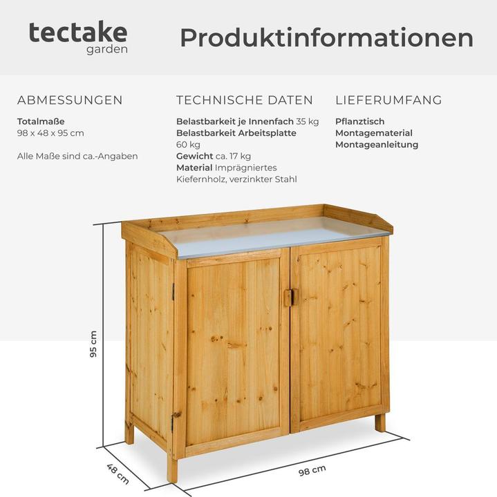 Produktbild tectake Pflanztisch mit Unterschrank
