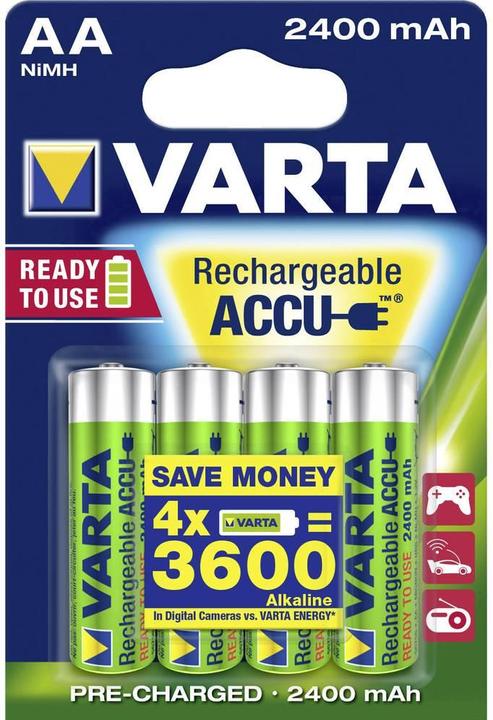 Actual product image Varta Rechargeable battery (4 pcs., AA, 2400 mAh)