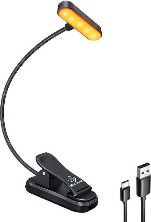 Productafbeelding Glocusent Draadloze lamp ET-Head clip-on boekenlamp, USB-C 650mAh timer (Zwart) (25 lm, E27)