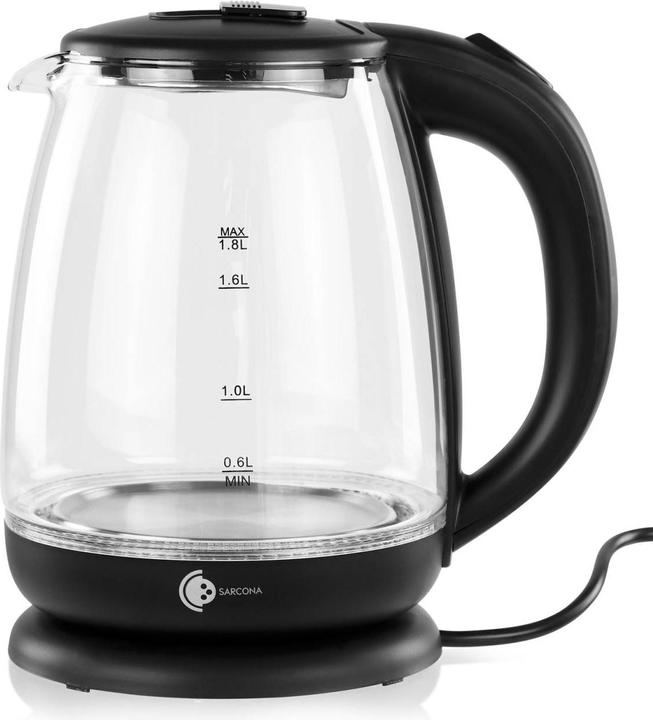 Produktbild Sarcona AG Wasserkocher Schwarz Glas 1,8l 1800W WK10888