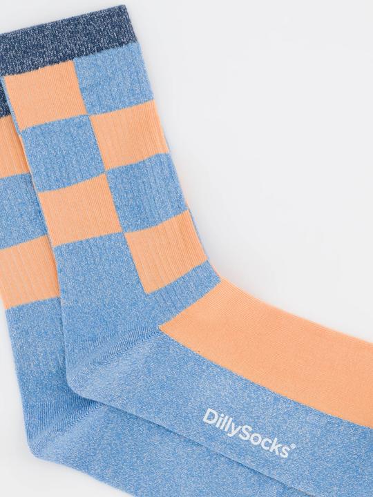 Actual product image DillySocks Chaussettes "Premium glitzy pastel chess" bleu clair (Single pack, 35 - 38)