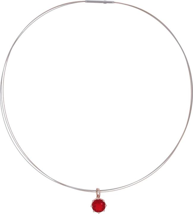 Xen Omegareif bicolor mit Anhänger Red-HT Quarz (Edelstahl, 45 cm)