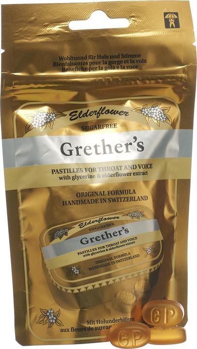 Actual product image Grethers Elderflower Pastilles without Sugar Pastilles (1 Piece)