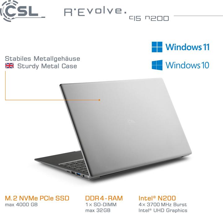 Produktbild CSL Notebook R'Evolve C15 v3 16GB 500GB Windows 11 Home (15.60", 16 GB, 500 GB, DE)