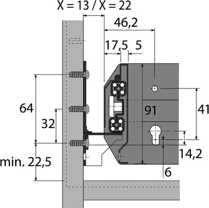Actual product image Hettich Quadro Duplex 70 (1 pcs.)