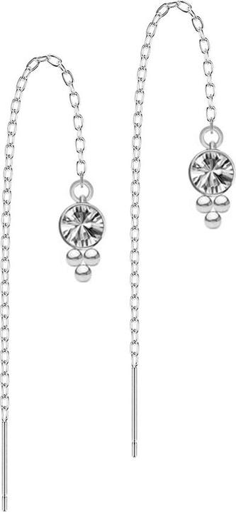 Produktbild Star Piercing Ohrstecker silber freifallende Kette Kristall silber drei Kugeln (ohne Messing, Chirurgenstahl 316L)